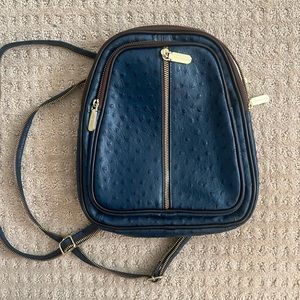 Valentina Genuine Ostritch Convertible Mini Backpack / Purse (Blue)